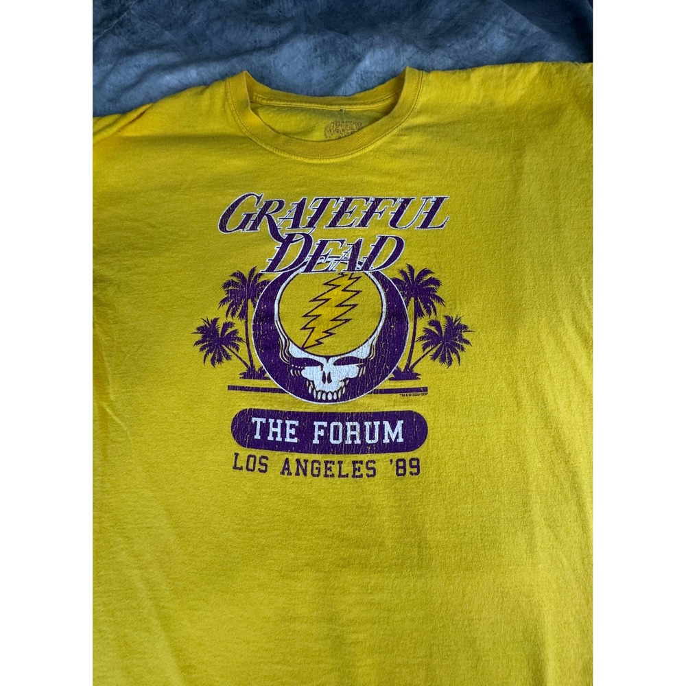 Grateful Dead The Forum Los Angeles 89 Steal Your Face T Shirt Yellow 2XL